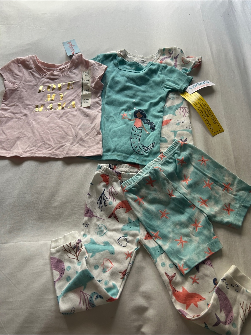 Carter's Mermaid & Sea Life 4-Piece Pajama Set  + LOVE MY MAMA T-shirt